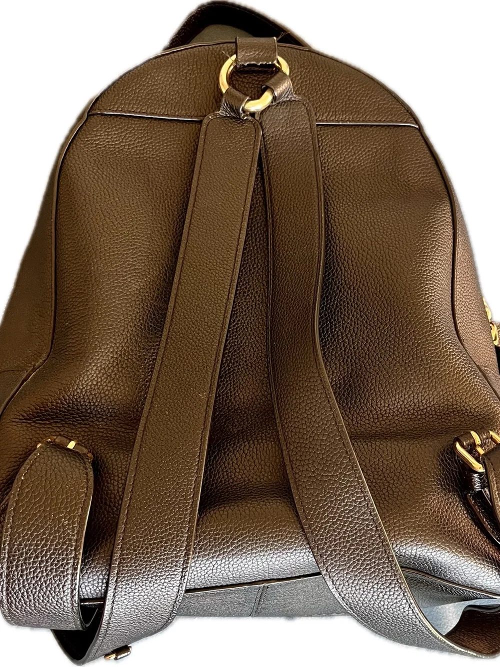 Coach Black Leather Backpack with Gold-Tone Zipper